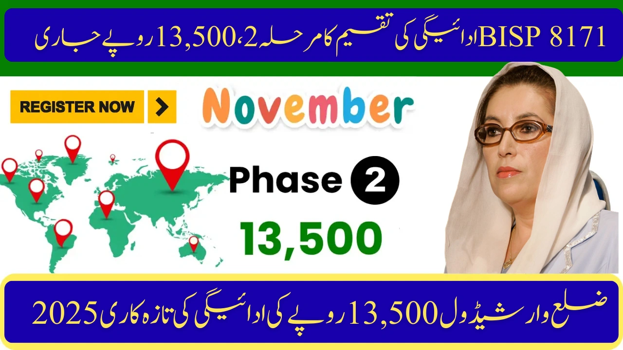 Phase 2 BISP 8171 District-Wise Schedule & Rs 13,500 Payment Update (2025)
